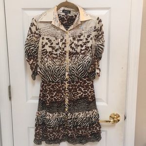 Bebe leopard print never worn button up dress